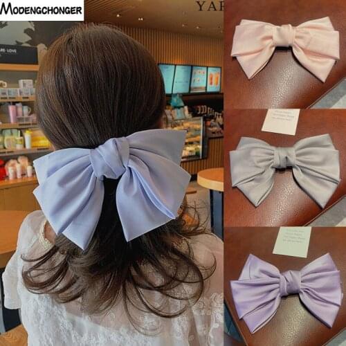 2021 New Fashion Satin Barrette Bow For Woman Girl Trendy Ribbon Hairpin Temperament Three Layers Lady Headwear Hair Accessories