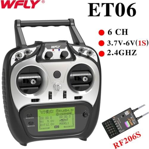 2019 New WFLY ET06 Transmitter 2.4GHz Remote Controller 6CH with RF206S Receiver For RC models Fixed Wing