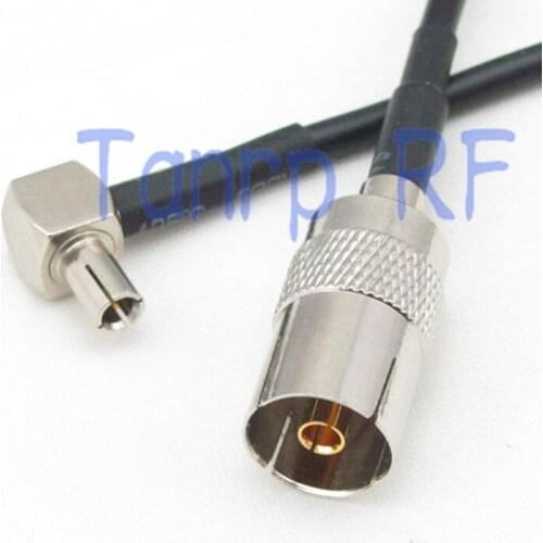 6in TV female jack to TS9 male right angle 90 degree RF connector adapter 15CM Pigtail coaxial jumper RG174 extension cable