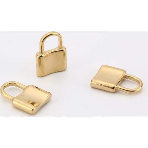 20pcs/lot Hot Fashion Gold Tone Stainless Steel Lock Charm 3D Pendent for DIY Necklace Jewelry Making