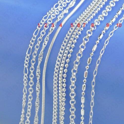 Simple Chains 1PC 20" Real 925 Sterling Silver Women Man Jewelry Necklace Chain Singapore Curb Snake Findings Collection