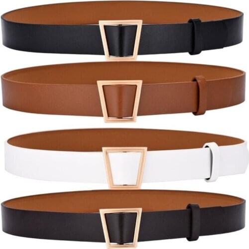 Needleless Belt for Ladies New Metal Smooth Buckle Wide Waist Belt Fashion Casual for Dress Jeans Female Waistband Belts