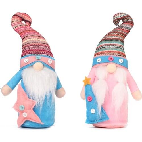 Christmas Colorful Faceless Gnome Plush Doll Buttons Tree Star Stuffed Tomte Elf Dwarf Desktop Party Decoration Ornament