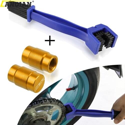 Motorcycle Chain Cleaning Maintenance Brush Vehicle Wheel Tire Valve Stem Caps Cover For Honda CBR250RR CBR300R CBR500R CBR929RR
