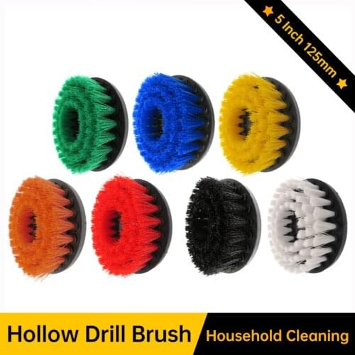 Drill Brush Car Detailing Bristle Power Scrubber Brush 5 Inch Hollow For Cleaning Auto Boat Seat Carpet Upholstery and Shower
