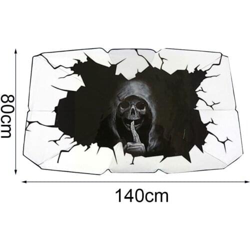 Foldable Car Windshield Sunshade Car Horror Print Skull UV Cover Front Sunshade Protect Window Sunshade Insulation Heat Int I3B9
