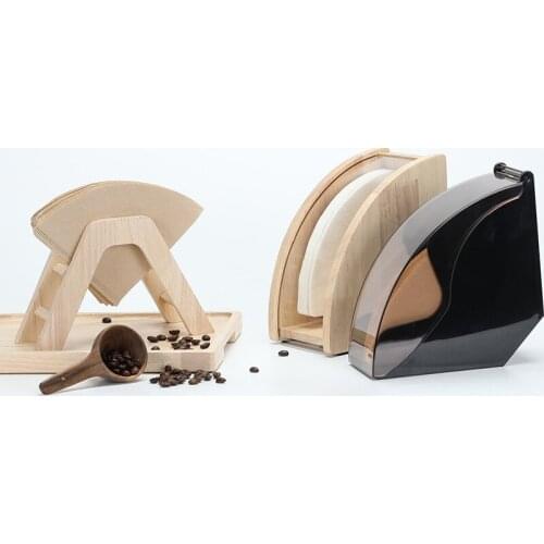 V60 Hand Brewed Coffee Filter Paper Holder V-shaped Rubber Wood/Acrylic Storage Rack Durable And Firm Filter Paper Box