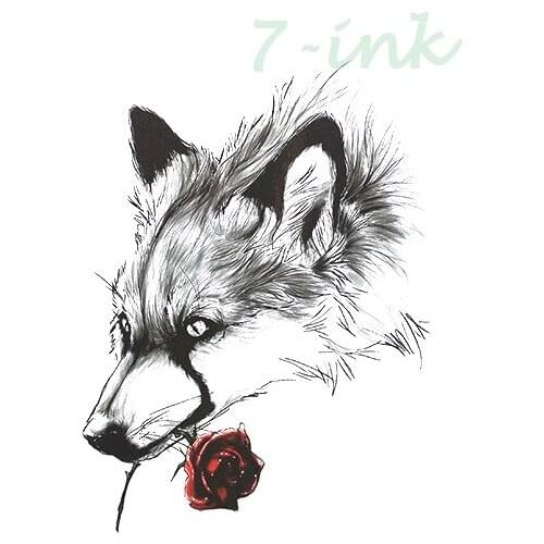 Waterproof Temporary Tattoo Stickers large size rose wolf tatoo flash fake tattoo for men women 21*14.5cm