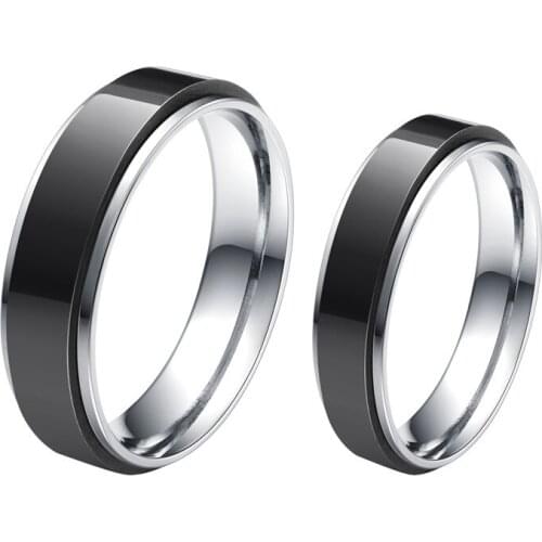 High Quality 6mm 8mm Width Lovers' Finger Rings Titanium Steel Glossy Rotating Ring Wedding Engagement Jewelry gift Crafts
