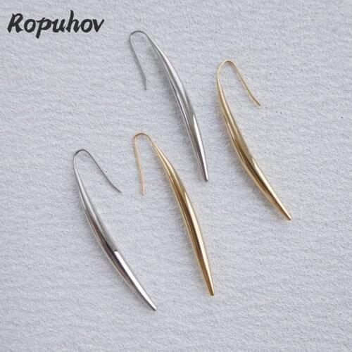ROPUHOV 2021 Jewery Trendy Korean Earrings Female Golden Wolf Tooth Earrings Light-faced Minimalist Earrings