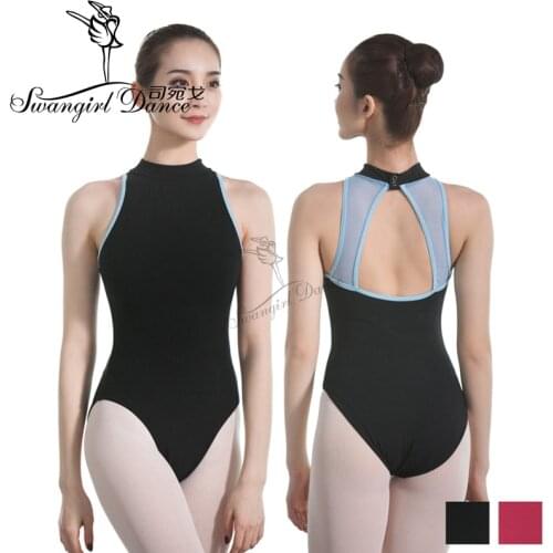 Black adult dance leotard for women cotton lycra sexy ballet leotards dance costumes for girls bodysuit ballet clothesCS0713