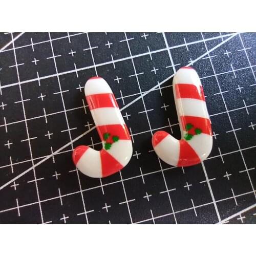1pcs/lot resin flat back Printing Christmas crutch 24mm Cabochons Scrapbooking Hair Bow Center DIY Christmas decration