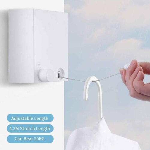 4.2M Indoor Invisible Clothesline Retractable Laundry Wall Hanging Stretch Washing Clothes Line