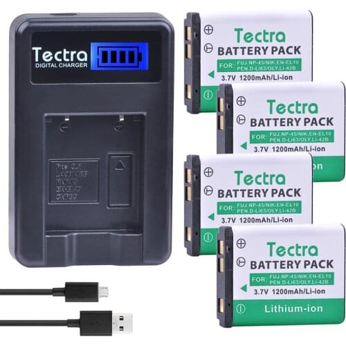 4Pcs Li-40B Li-42B Li 40B Battery + LCD USB Charger for Olympus D-630 D-720 D-725 IR-300 U700 U710 FE230 FE340 FE290 FE360 FE-29