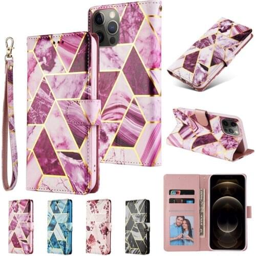 Bronzing Marble Flip Leather Magnetic Phone Wallet Coque For iPhone 12 11 Pro Max 6 6S 7 8 Plus SE 2020 XR XS Max X Etui Cover
