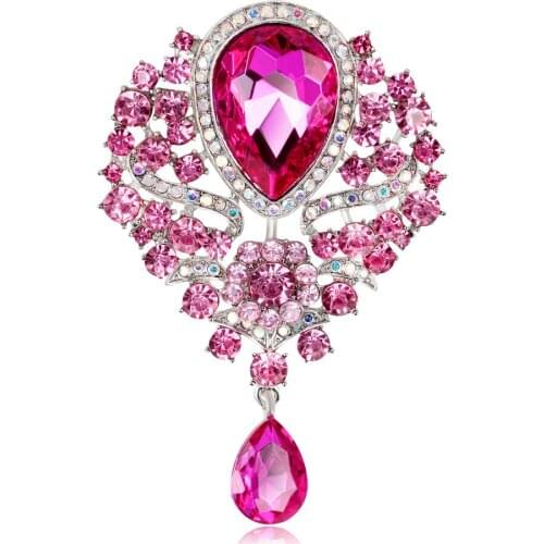 The New Styles Six Colors Rhinestone Crystal Pendant Alloy Brooch Brooch Pin Female Glass Pendant Accessories 180329-9