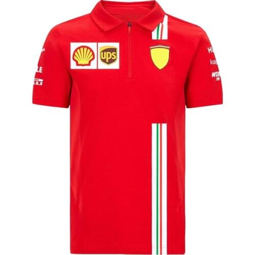 Camiseta roja F1 para hombre, ropa de marca estampada, Harajuku, Color sólido, informal, POLO, novedad de 2021