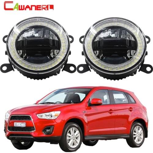 Cawanerl For Mitsubishi ASX 2013 2014 Car 3000LM LED Fog Light Daytime Running Lamp DRL Angel Eye Bulb H11 12V Accessories