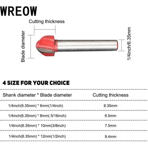 Woodworking Milling Cutter Router Bit Alloy Blade Carbon Steel Handle Cutter Router 1/4inch Milling Cutter Tool for Wood Work Y7
