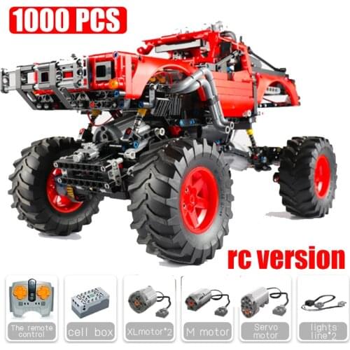 Remote Control Red Buggy Sports car Off-road vehicle Allterrain RC MOC Constructor Model Building Blocks Brick APP Toys for boys