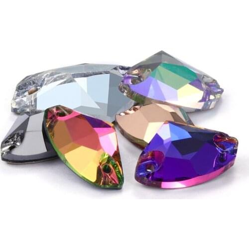 9x14mm K9 Glass Sew on Rhinestones Crystals Flatback Buttons Sew on Garments Crafts Wedding Dress Clothes Decoration Shiny Stone