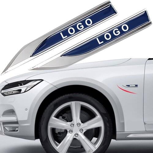 2pcs Car Front Fender Blade Badge Sticker Metal For Volvo V50 V60 V70 V90 XC80 S40 XC90 C70 S80 S90 Logo Nameplate Car Styling