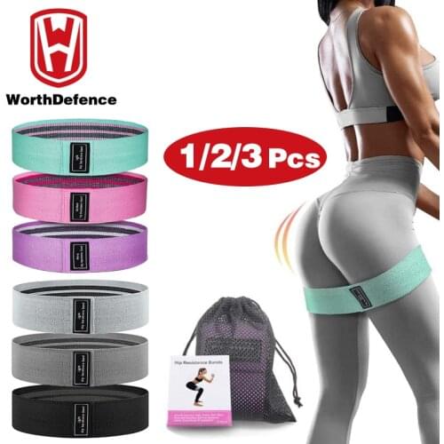 Worthdefence 1/2/3PCS Elastic Rubber Bands Set for Women Fitness Gym Home Resistance Booties Band Hip Circle Expander Workout