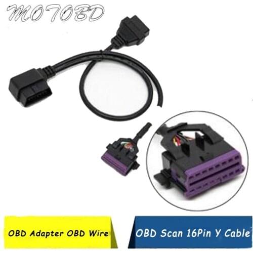 New 2 in 1 VAG 16PIN OBD 2 Cable 2 Female To Male OBD2 16 Pin Line Full 16Pin Standard OBD2 interface Extension Cord for Auto