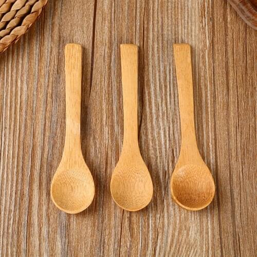 New 5pcs Natural Wood Spoon Bamboo Coffee Spoon Teaspoon Delicate Utensil Coffee Condiment Small Scoop Kitchen Cooking Tableware