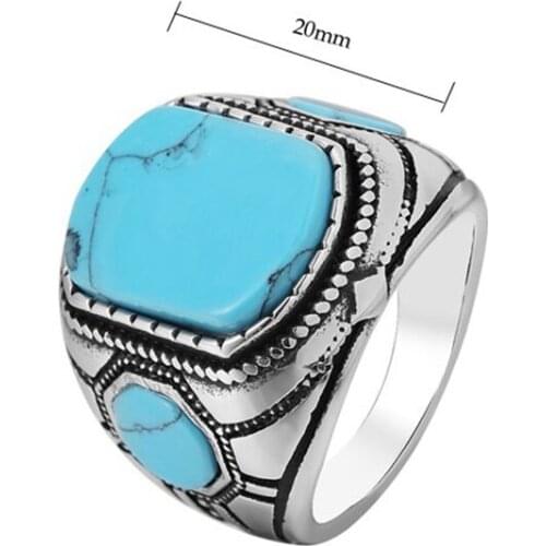 New Natural Green Stone Ring Stainless Steel Vintage Stone Ring Product For Woman Man Europe Jewelry