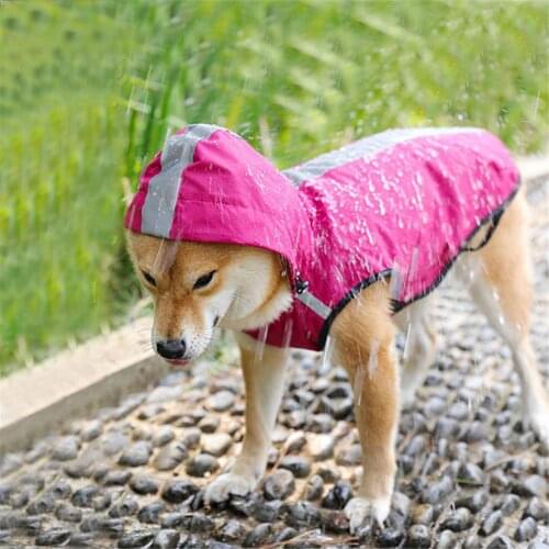 Pet Hooded Raincoat Puppy Outdoor Waterproof Clothes Safety Reflective PU Mesh Breathable Dog Coat Labrador Cat Two Feet Jacket