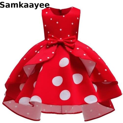 4-13y Girls Dress Halloween Costume Children Princess Dresses Kids Bow Birthday Party Clothing Wave Point Carnival Clothes y51