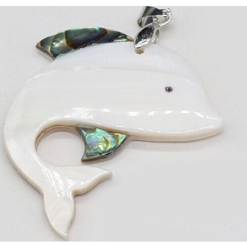 Natural Shell Pendants Necklace Accessories Dolphin Shape White Shell Abalone Shell Charms For Jewelry Making Bracelet Toy Gift