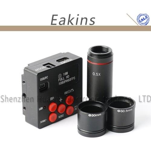1080P 16MP HDMI Industrial Electronic Eyepiece Digital Recorder Video Camera +0.5X C-Mount Lens For Biological Stereo Microscope