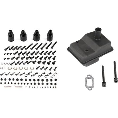 Repair Kits for 1/5 Hpi Baja 5B Parts Rovan Km Rc Car-690112 & Metal Muffler for 23Cc 29Cc 30.5Cc 32.36Cc Engine