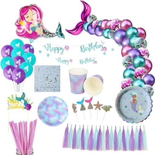 Jungle Safari Birthday Party Decoration Mermaid Party Summer Wedding Decoration Kids Baby Girl Shower Decoration Supplies