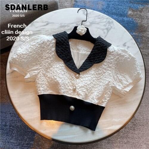 SDANLERB Black And White Blouses