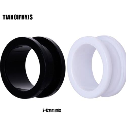 TIANCIFBYJS Mix 2-12mm 200pcs White Black Acrylic Flesh Tunnel Screw Ear Plug Gauge Body Helix Piercing Jewelry Earring Expander