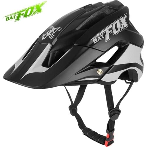 BATFOX 2021 Men Reflective Cycling Helmet Road Bike Helmet Integrated PC Shell Mountain Bike Cycle Bicycle MTB Helmet for Men