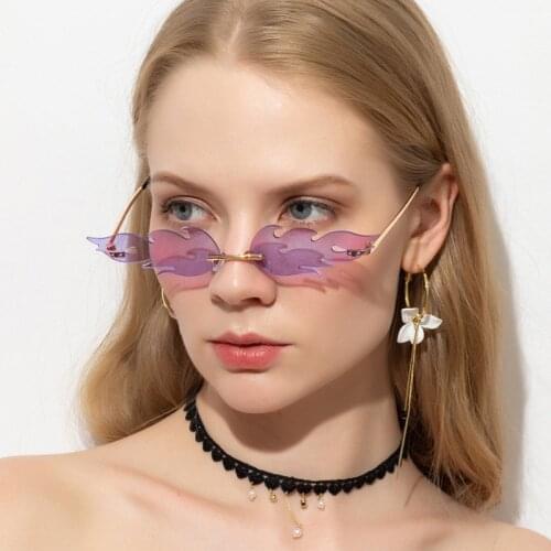 Steampunk Fire Flame Sunglasses Women Luxury Brand Designer Sun Glasses Female Metal Small Pink Purple Mirror Vintage Eyewear