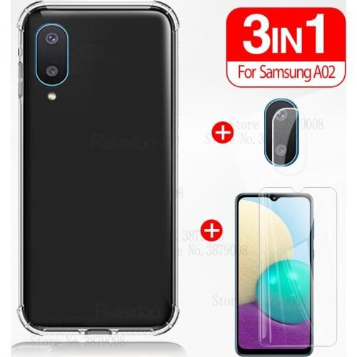 3in1 camera glass case a02 protective glass for samsung Galaxy a02 a 02 02a light smartphone shockproof cover coque