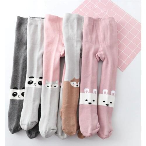 Baby Girl Winter Cotton Bear Pantyhose Kids Terry Thicken Tights Cute Animal Pattern Infant Cotton Knitted Warm Children Fashion