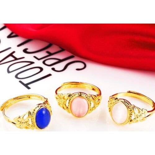 Gold wire wrapped Pink Cats Eye Handmade Sterling Silve Filled Ring,Vintage unique designs gift female Statement ring