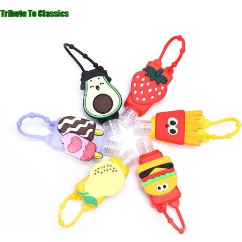 1X Cute Colourful Fruit Food Silicone Mini Hand Sanitizer Holder Travel Portable Gel Holder Hangable Liquid Dispenser Containers