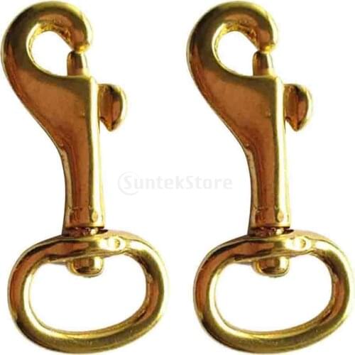 2 Pcs 3/4" by 2-1/5" Brass Swivel Eye Bolt Snap Hook Carabiner Spring Clip Key Ring for Scuba Diving Leather Craft Pet Leash