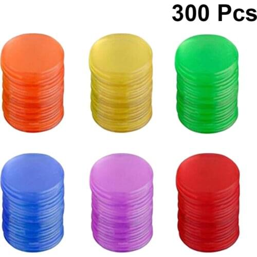 300pcs Tokens Pro Count Bingo Chips Markers for Bingo Game Cards Game Accessories (Blue + Red + Yellow + Green + Purple