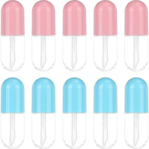 5pcs/lot 3ml Mini Cute Portable Capsule Lipstick Tube Transparent Lip Gloss Tube With Wands Diy Cosmetic Containers Clear Tubes