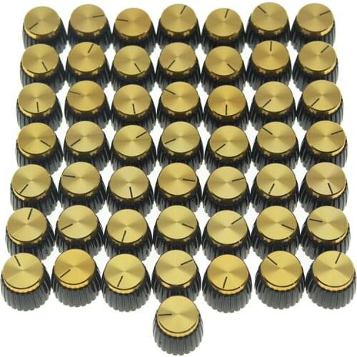 50Pcs Guitar AMP Amplifier Knobs Black With Gold Cap Push on Knob Fits Marshall AMP
