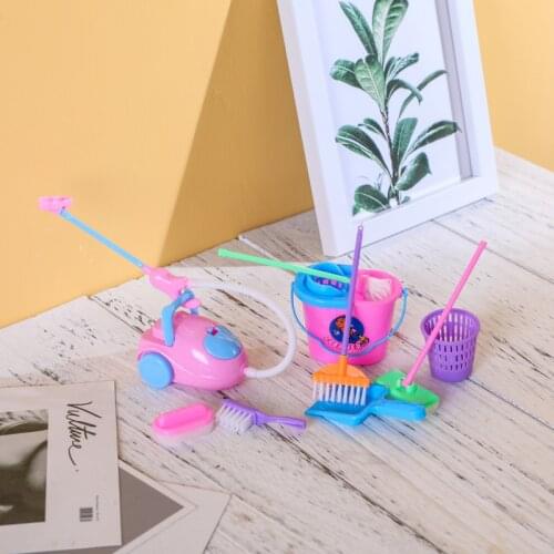 9pcs /set Mini Household Cleaning Tools Kit Doll Accessories For Dolls High Quality Dollhouse Kids Educational Toy Gift