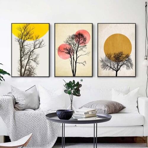 Nordic Minimalism Abstract Poster Canvas Art Yellow Circle Prints Picture Living Room Background Wall Home Decoration Painting